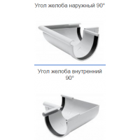 Водосток RainWay. Наружный/ внутренний угол жёлоба 90* 